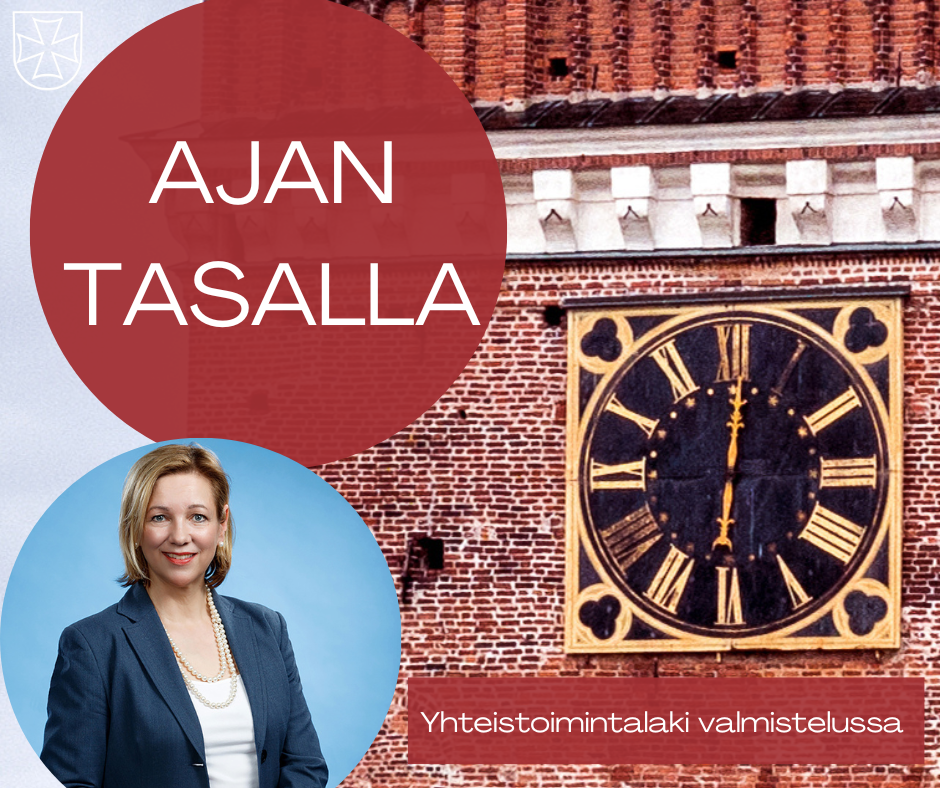 Ajantasalla -kirjoituksen mainos, jossa teksti Yhteistoimintalaki valmistelussa.