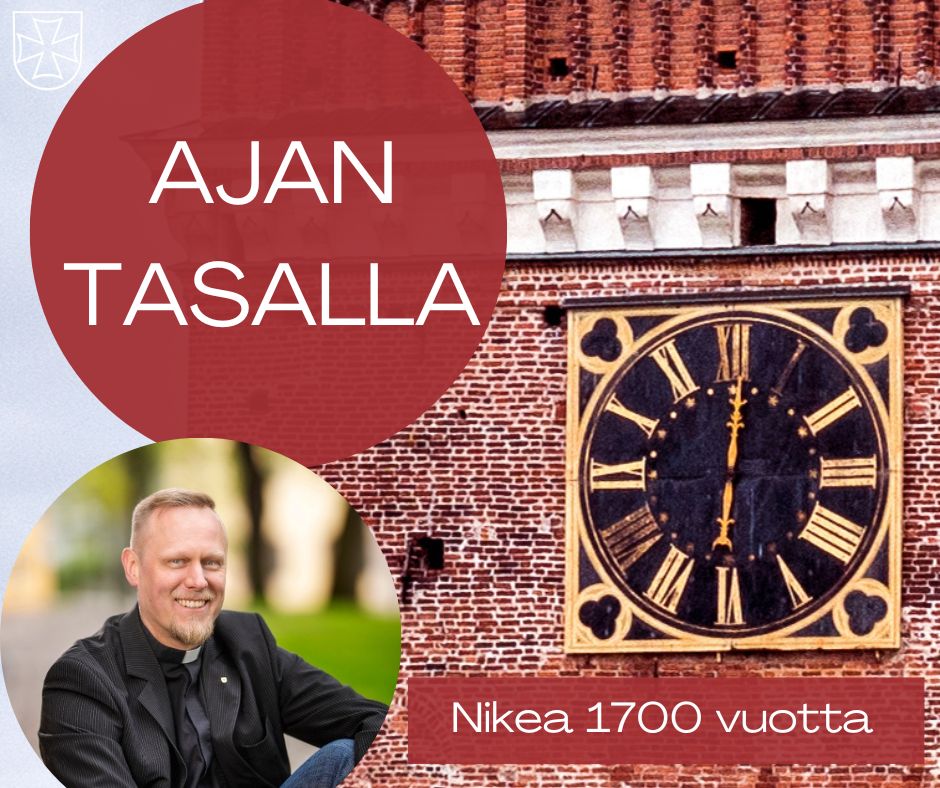 Ajantasalla-kirjoituksen mainos, jossa teksti Nikea 1700 vuotta